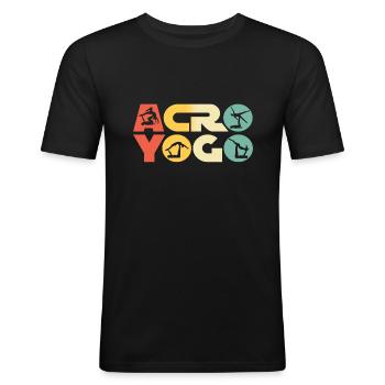 AcroYoga - T-shirt près du corps Homme - noir - Devant - Nik (191cm)