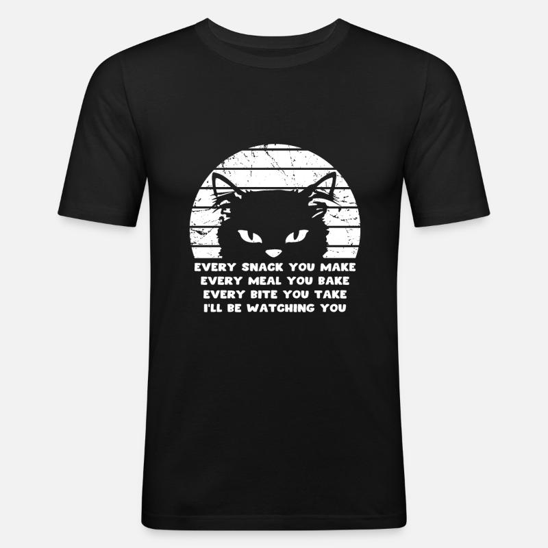 Hungrige Katze - Männer Slim Fit T-Shirt - Schwarz