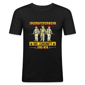 Les jeunes pompiers, nous sommes l'avenir - T-shirt près du corps Homme - noir - Devant - Nik (191cm)