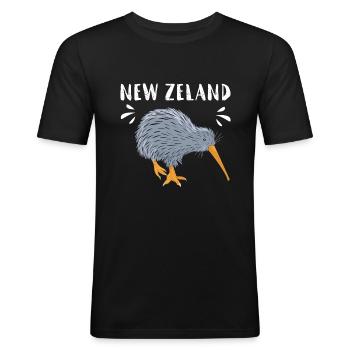 Neuseeland - Männer Slim Fit T-Shirt - Schwarz - Vorne - Nik (191cm)