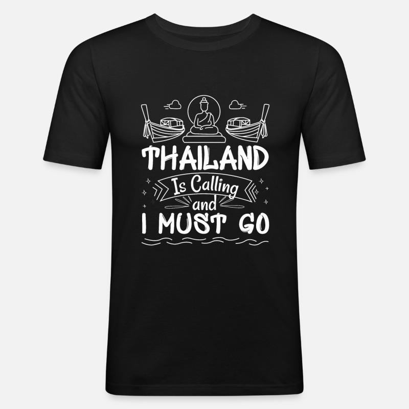 Thailand Ruft - Männer Slim Fit T-Shirt - Schwarz