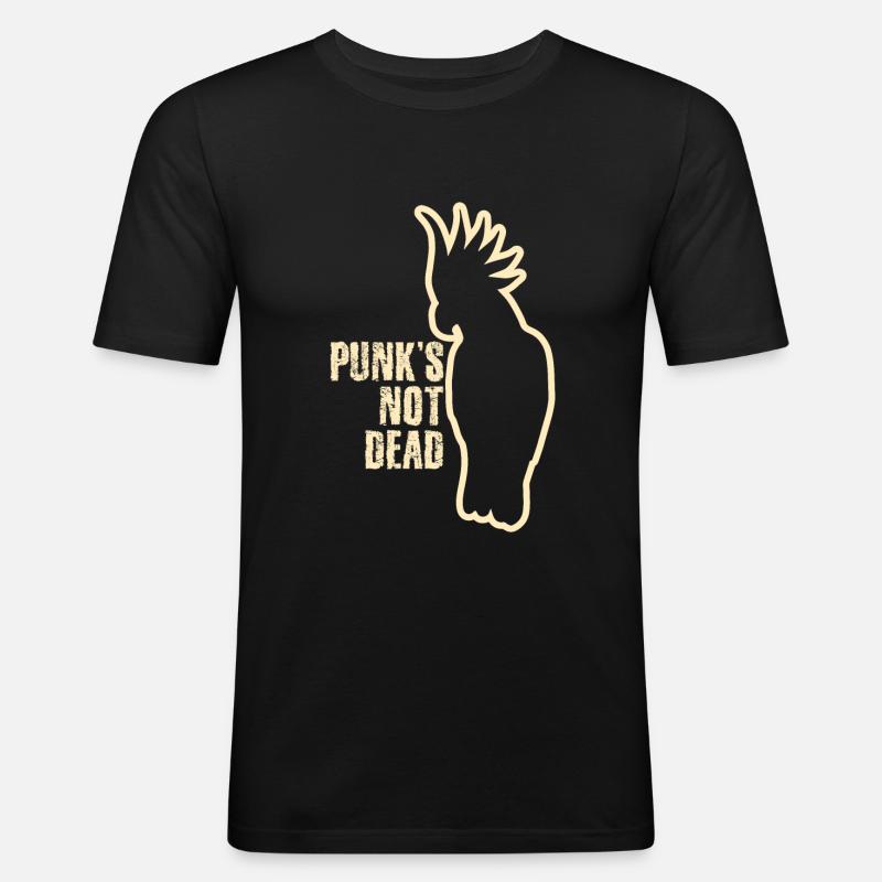Punk Kakadu - Männer Slim Fit T-Shirt - Schwarz