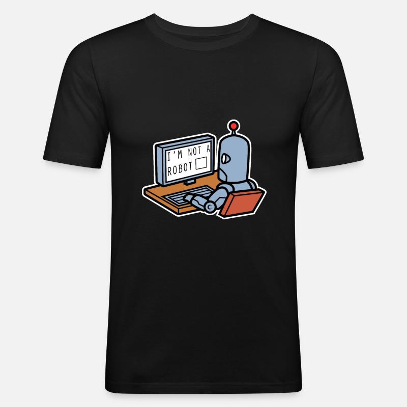 Ich Bin Kein Roboter - Männer Slim Fit T-Shirt - Schwarz