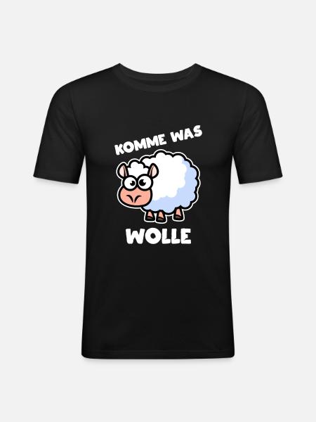 Komme Was Wolle - Männer Slim Fit T-Shirt - Schwarz