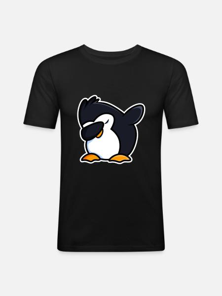 Dab Dabbing Cool penguin - Men's Slim Fit T-Shirt - black