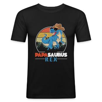 Papasaurus Rex Famille Papa - T-shirt près du corps Homme - noir - Devant - Nik (191cm)