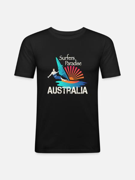 Surfers Paradise Surfer - Männer Slim Fit T-Shirt - Schwarz