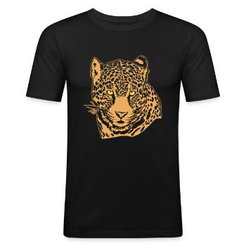 Jaguar Face Graphique Cool Big Cat Wild Animal Lover - T-shirt près du corps Homme - noir - Devant - Nik (191cm)