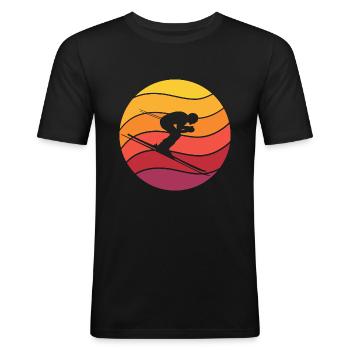 Skiing Retro Style Vintage - Men's Slim Fit T-Shirt - black - Front - Nik (191cm)