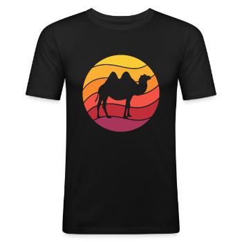 Camel Retro Style Vintage - Men's Slim Fit T-Shirt - black - Front - Nik (191cm)