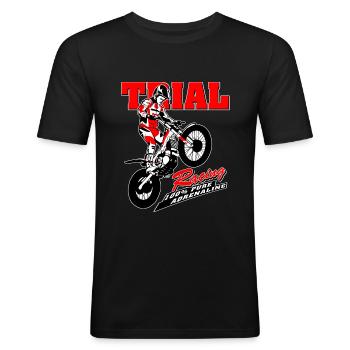 Motorrad Trial - Motorcycle Trial - Männer Slim Fit T-Shirt - Schwarz - Vorne - Nik (191cm)