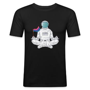 Bisexual Pride LGBT Astronaute De Yoga LGBT Cadeau - T-shirt près du corps Homme - noir - Devant - Nik (191cm)