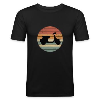 Scooter scooter Sunset Vintage - T-shirt près du corps Homme - noir - Devant - Nik (191cm)