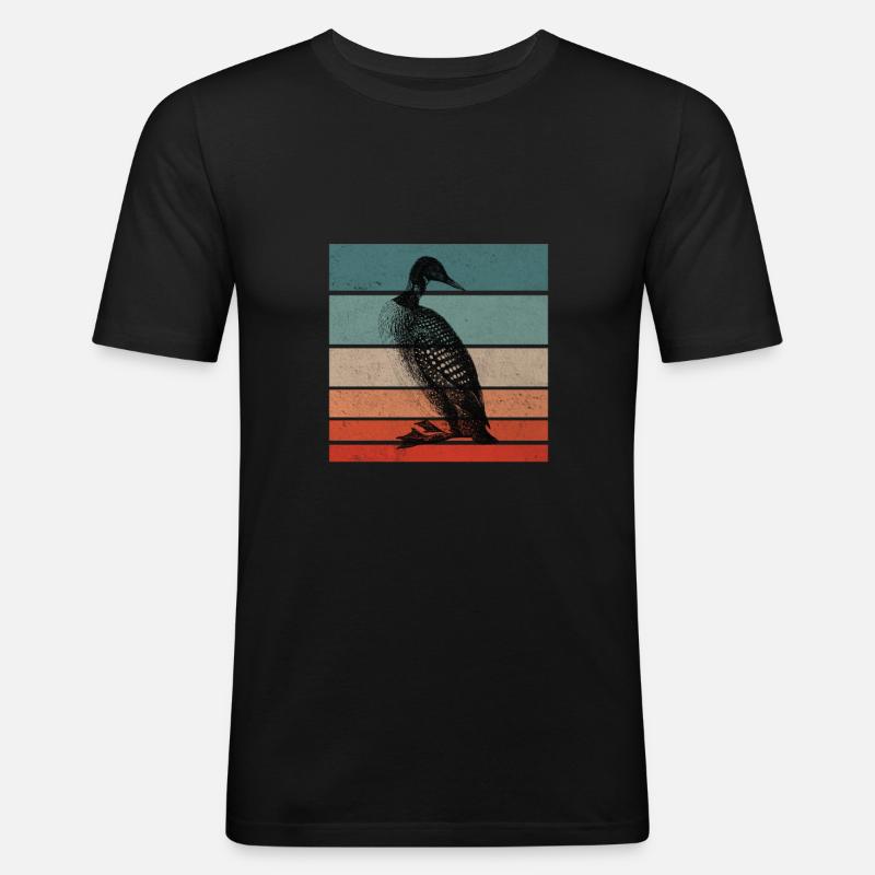 Common Loon Retro - Männer Slim Fit T-Shirt - Schwarz