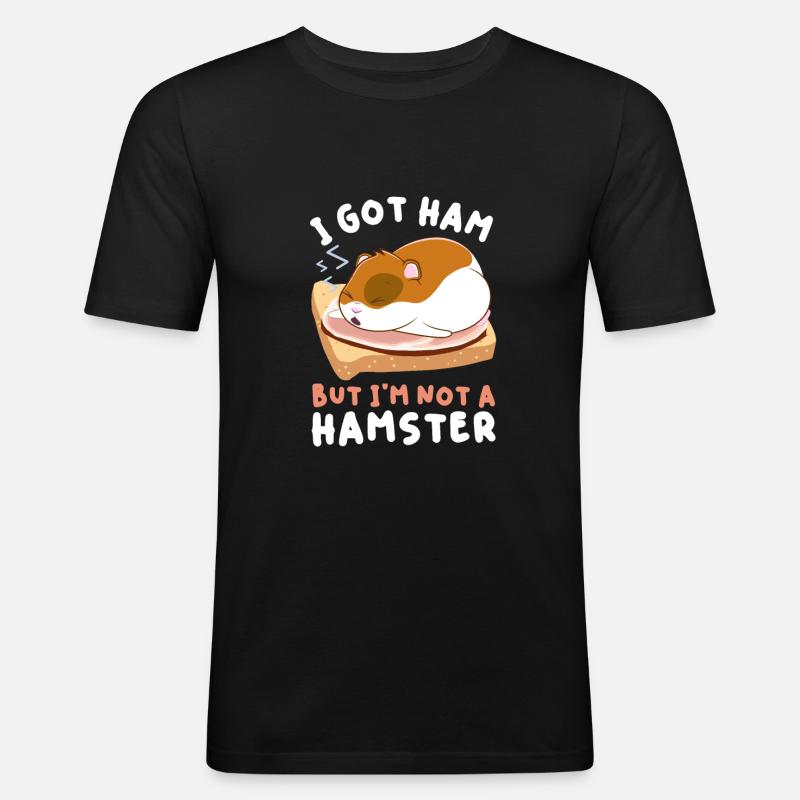 Hamster Schinken Hamsterbacken Essen Fleisch - Männer Slim Fit T-Shirt - Schwarz