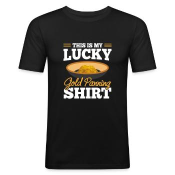 Lucky Gold Panning Shirt Geschenk Für Goldgräber - Männer Slim Fit T-Shirt - Schwarz - Vorne - Nik (191cm)