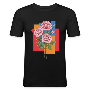 Rose - Maglietta aderente da uomo - nero - Fronte - Nik (191cm)