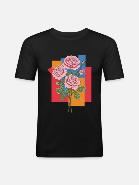 Roses - Men's Slim Fit T-Shirt - black
