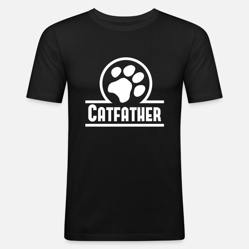 Catfather - Männer Slim Fit T-Shirt - Schwarz