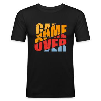 Trend T-Shirt, Game over - Männer Slim Fit T-Shirt - Schwarz - Vorne - Nik (191cm)