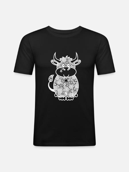 Cow Drawing - Men's Slim Fit T-Shirt - black