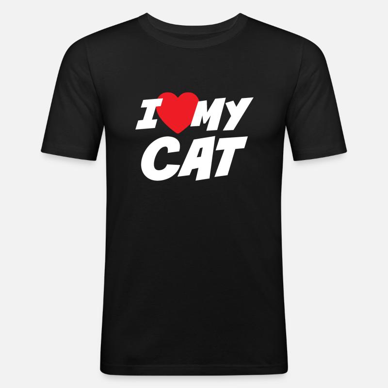 J’aime mon chat - T-shirt près du corps Homme - noir