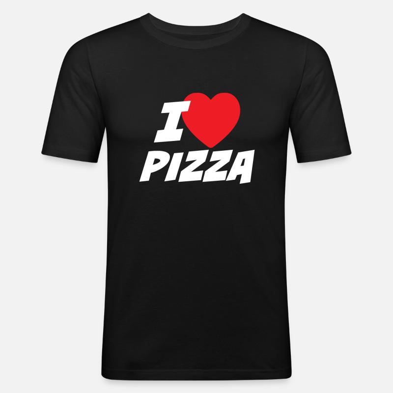 Ich liebe Pizza - Männer Slim Fit T-Shirt - Schwarz