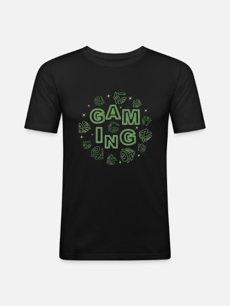 gaming-scene-green - Männer Slim Fit T-Shirt - Schwarz