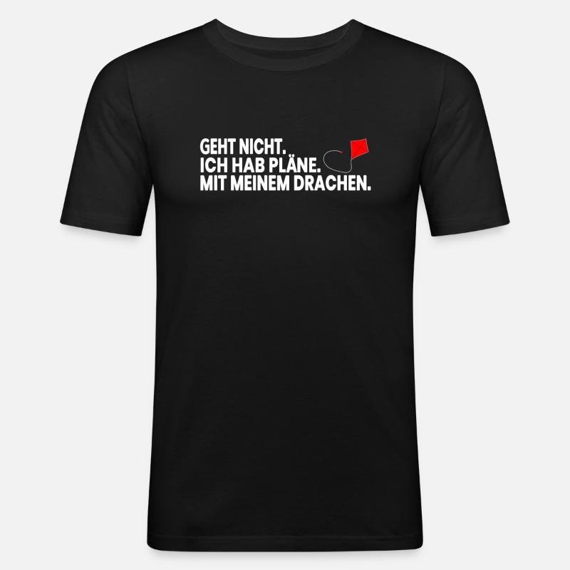Drachensteigen - Männer Slim Fit T-Shirt - Schwarz