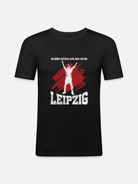 Salutations de l'Est Leipzig - Saxe - T-shirt près du corps Homme - noir