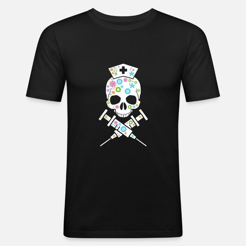 Krankenschwester Geschenkidee - Medizin Schädel. - Männer Slim Fit T-Shirt - Schwarz