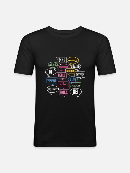 Multilingual Polyglot Globetrotter Language - T-shirt près du corps Homme - noir