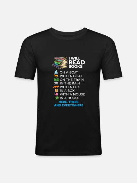 Reading books on a boat - Men's Slim Fit T-Shirt - black