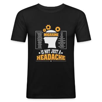 Souffrant de migraine - T-shirt près du corps Homme - noir - Devant - Nik (191cm)