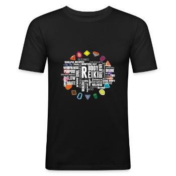 Reiki Begriffe Kristall Energie Steine - Männer Slim Fit T-Shirt - Schwarz - Vorne - Nik (191cm)
