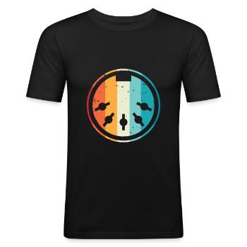 MIDI Kabel Synthesizer Elektronische Musik - Männer Slim Fit T-Shirt - Schwarz - Vorne - Nik (191cm)