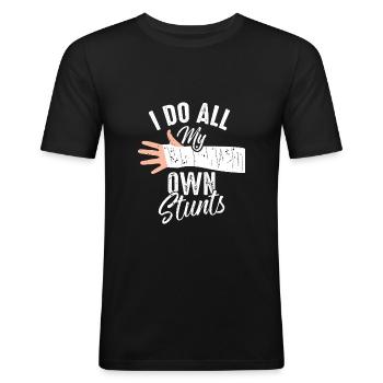 Cascadeur os de bras cassé - T-shirt près du corps Homme - noir - Devant - Nik (191cm)