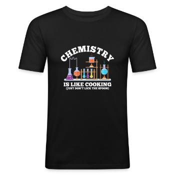 Naturalist Humor Chemistry is like cooking - Men's Slim Fit T-Shirt - black - Front - Nik (191cm)