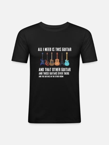 Funny guitar player guitarist guitars - Men's Slim Fit T-Shirt - black