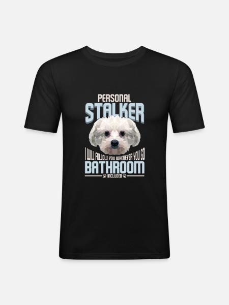 Personlig stalker hund grafisk envis malteser - Slim Fit T-shirt herr - svart