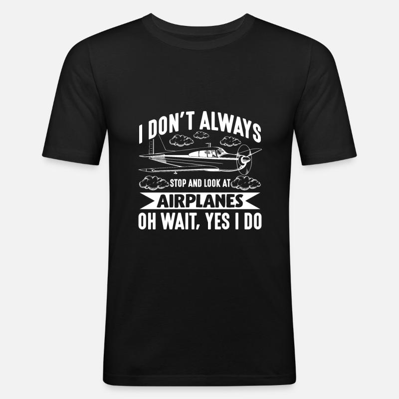 Lustiges Flugzeug Pilot Flieger Luftfahrt - Männer Slim Fit T-Shirt - Schwarz