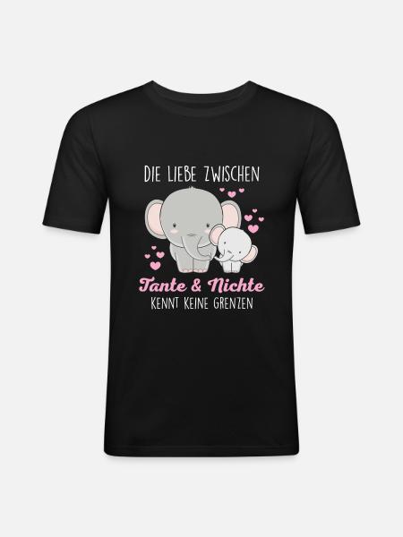 Tante und Nichte Bindung Liebe süße Elefanten - Männer Slim Fit T-Shirt - Schwarz