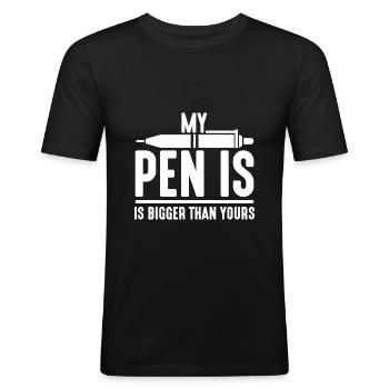Le stylo est plus grand que l'humour adulte sexuellement pervers - T-shirt près du corps Homme - noir - Devant - Nik (191cm)