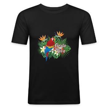 Costa Rica Land Natur Vogel Tropischer Papagei - Männer Slim Fit T-Shirt - Schwarz - Vorne - Nik (191cm)
