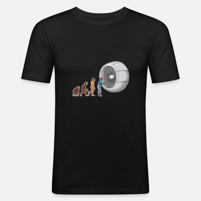 Flugzeugmechaniker Evolution Flugzeug Techniker - Männer Slim Fit T-Shirt - Schwarz