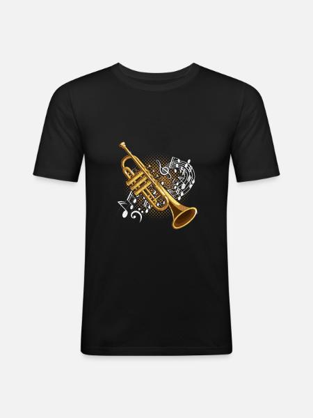 Trompeter Musiknoten Jazz Musik Kunst - Männer Slim Fit T-Shirt - Schwarz