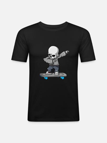 Dabbing skelet skateboard Halloween skater - Herre Slim Fit T-Shirt - sort