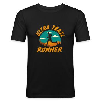 Ultra Trail Running Humour Coureur Trail Runner - T-shirt près du corps Homme - noir - Devant - Nik (191cm)