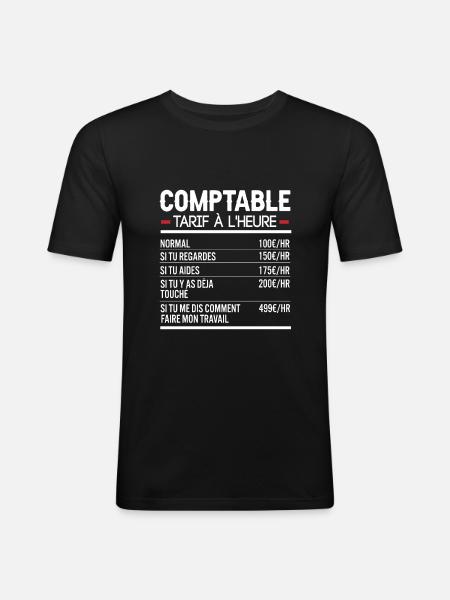 Comptable Idée Cadeau Humour Comptabilité - T-shirt près du corps Homme - noir