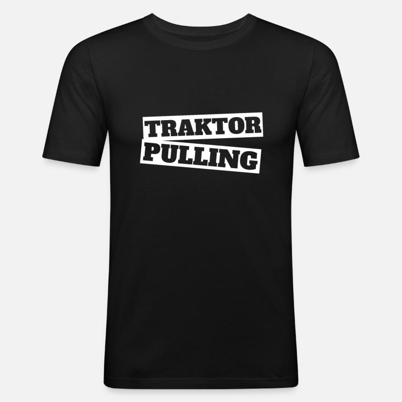 Traktor Pulling - Männer Slim Fit T-Shirt - Schwarz